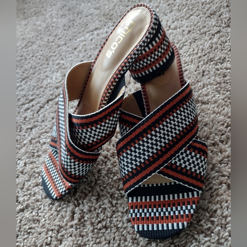 Chico's Women's  Woven Criss Cross Block Heel Sandals 8.5 NWOT - Picture 8 of 8
